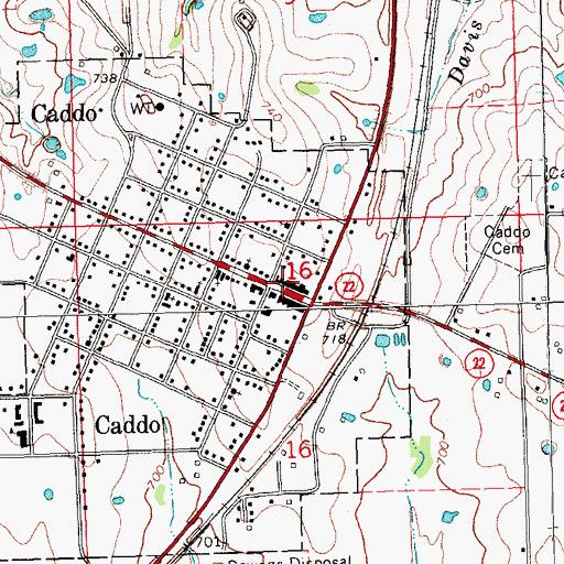 Topographic Map of Caddo Police Department, OK