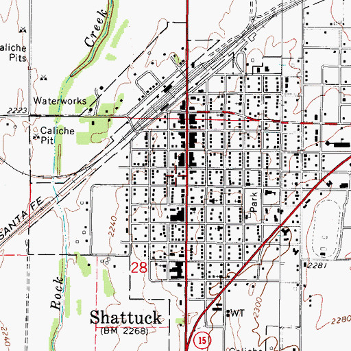 Topographic Map of Shattuck Police Department, OK