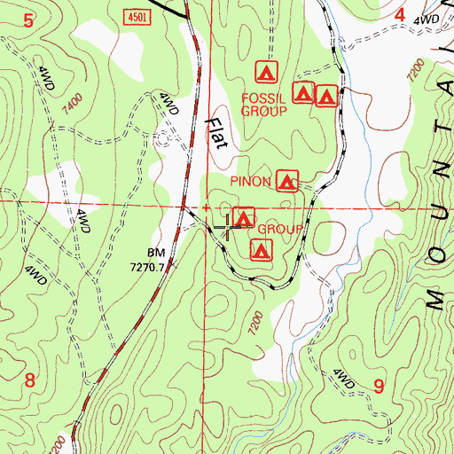 Topographic Map of Pinon Campground, CA