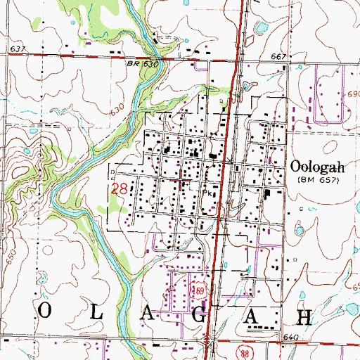 Topographic Map of Oologah Police Department, OK