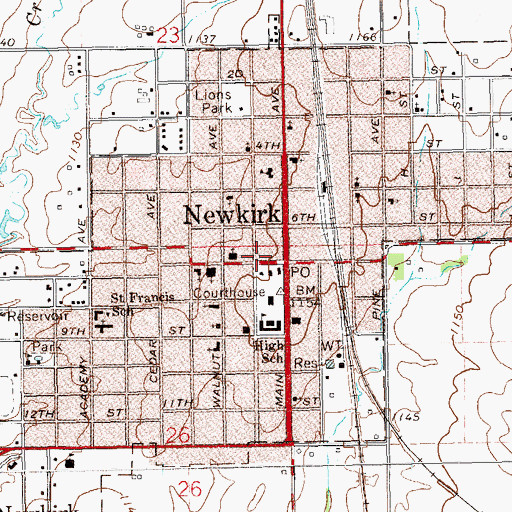 Topographic Map of Newkirk Police Dept, OK