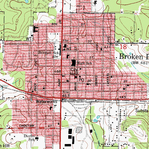 Topographic Map of Broken Arrow Police Department, OK