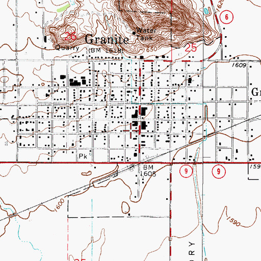 Topographic Map of Granite Police Department, OK