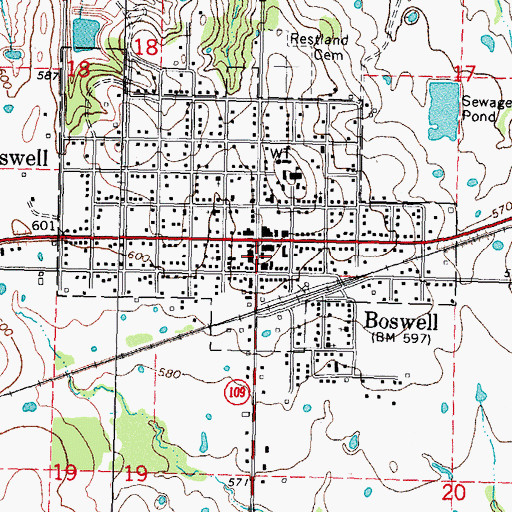 Topographic Map of Boswell Police Department, OK
