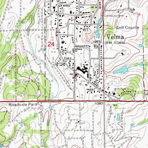 Topographic Map of Velma Police Department, OK