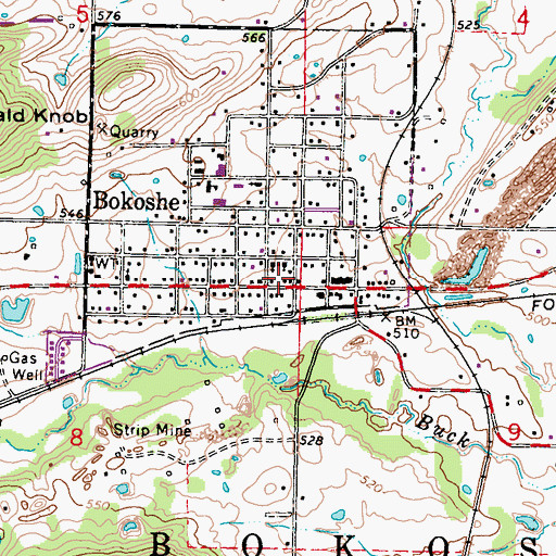 Topographic Map of Bokoshe Police Department, OK