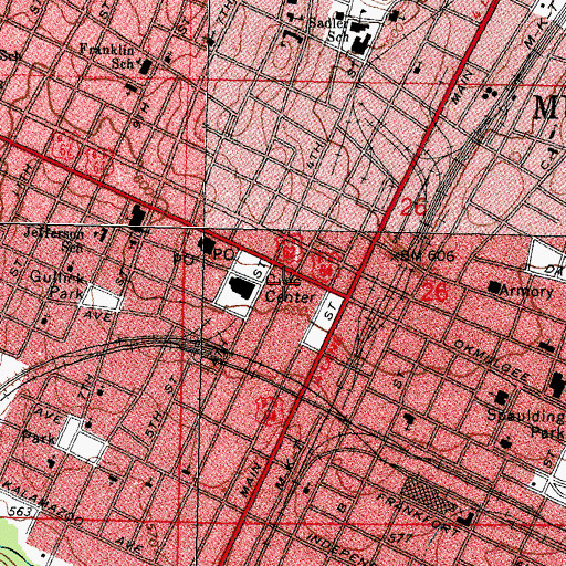 Topographic Map of Muskogee Police Department, OK