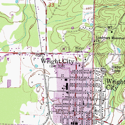 Topographic Map of Wright City Police Department, OK
