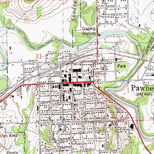 Topographic Map of Pawnee County Sheriff's Office, OK