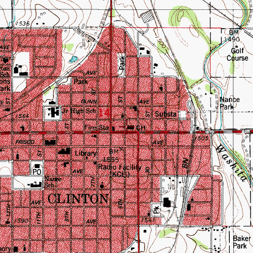 Topographic Map of Clinton Police Department, OK