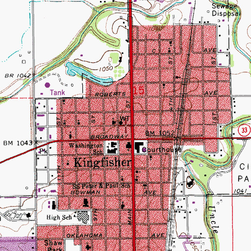 Topographic Map of Kingfisher Police Dept, OK