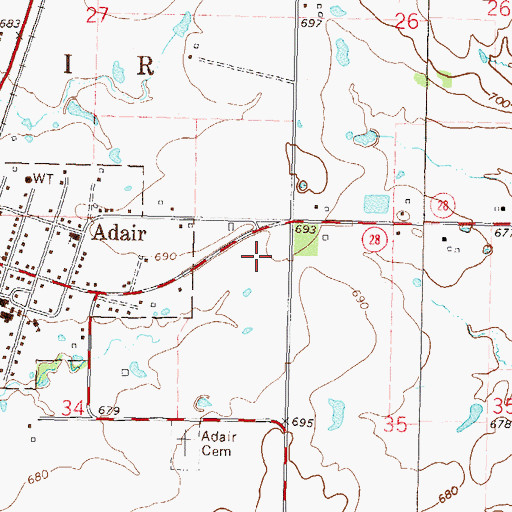 Topographic Map of Adair Police Department, OK
