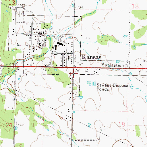 Topographic Map of Kansas Police Department, OK