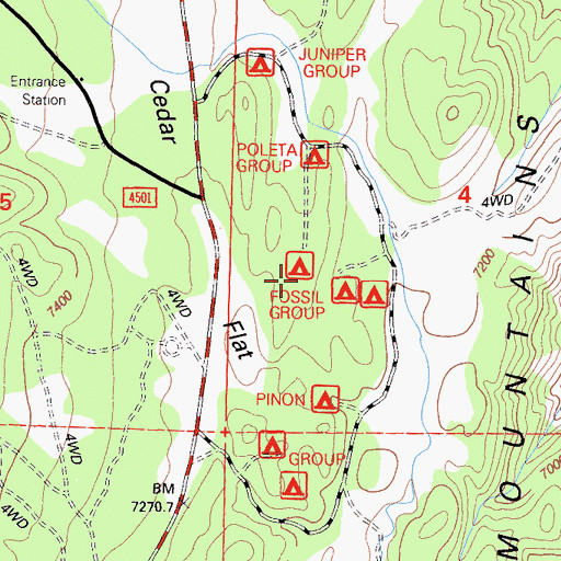 Topographic Map of Juniper Campground, CA