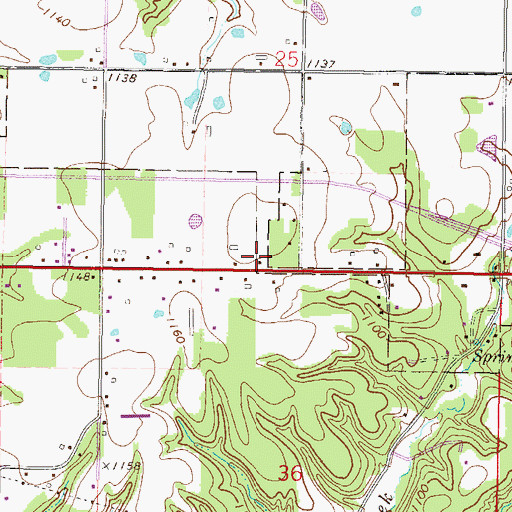 Topographic Map of West Siloam Springs Police Department, OK