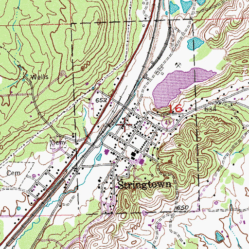 Topographic Map of Stringtown Police Department, OK