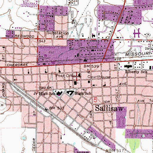 Topographic Map of Sallisaw Police Department, OK