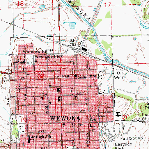 Topographic Map of Seminole County Sheriff's Office, OK