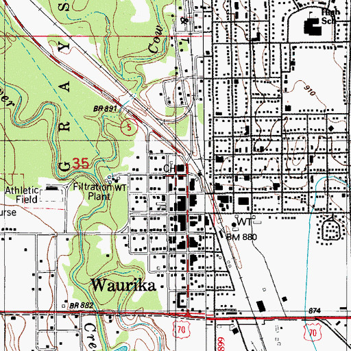Topographic Map of Jefferson County Sheriff's Office, OK