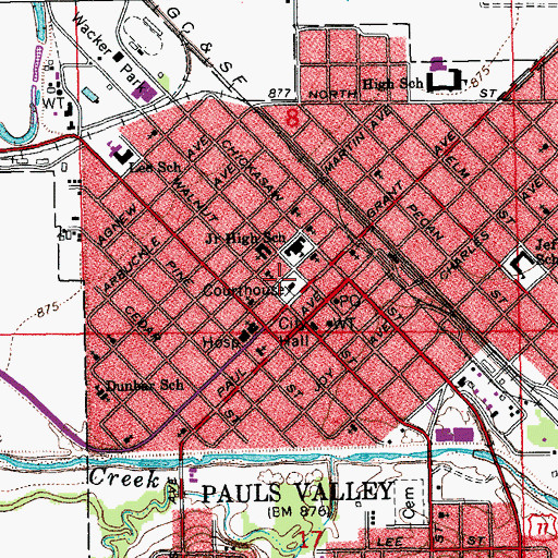 Topographic Map of Garvin County Sheriff's Office, OK