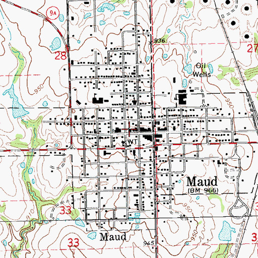 Topographic Map of Maud Police Station, OK