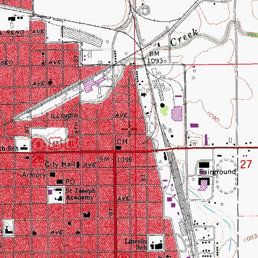 Topographic Map of Grady County Sheriff's Office, OK