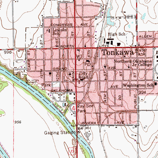 Topographic Map of Tonkawa Police Department, OK