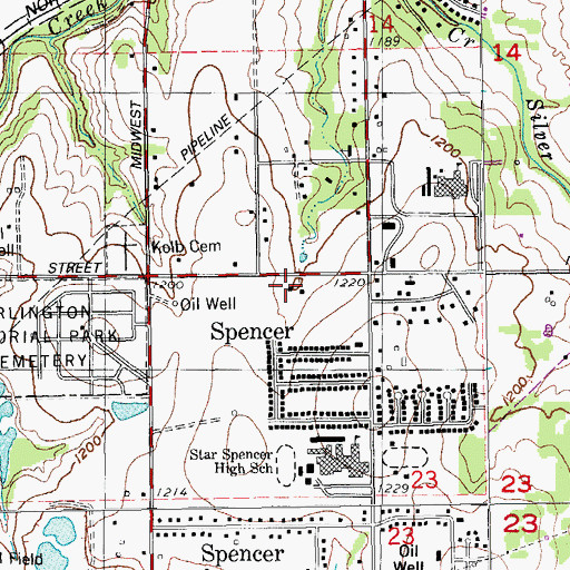 Topographic Map of Spencer Police Department, OK