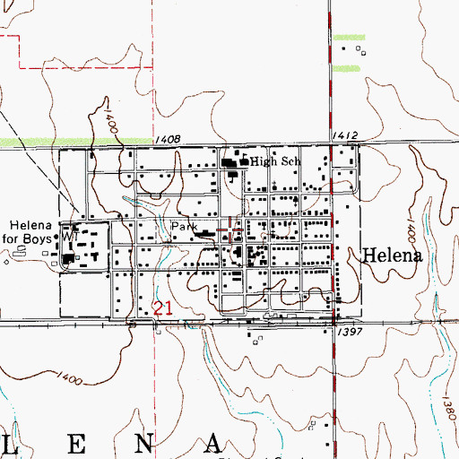 Topographic Map of Helena Police Department, OK