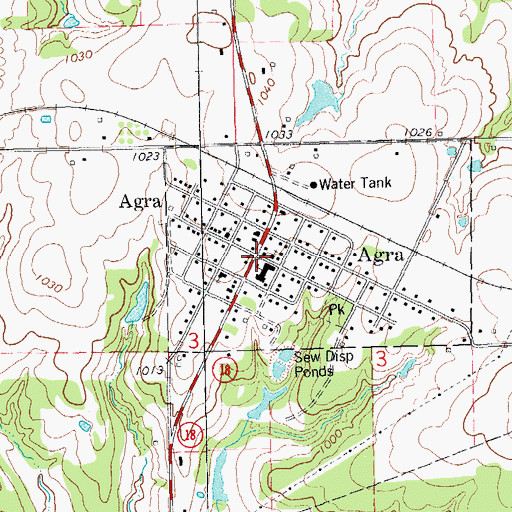 Topographic Map of Agra Police Department, OK