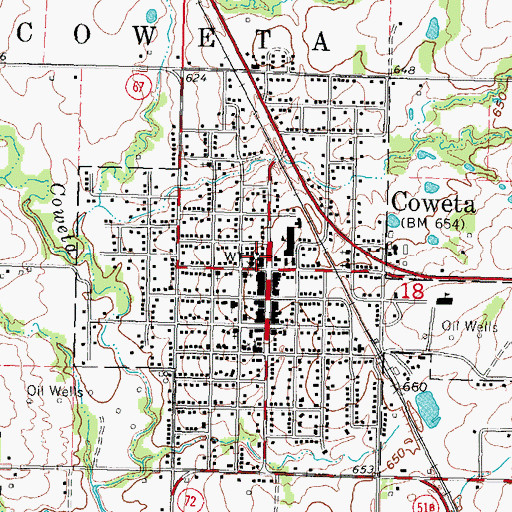 Topographic Map of Coweta Police Department, OK