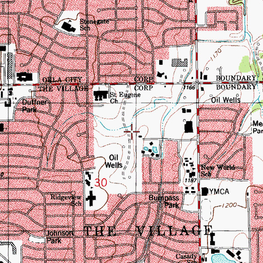 Topographic Map of The Village Police Department, OK