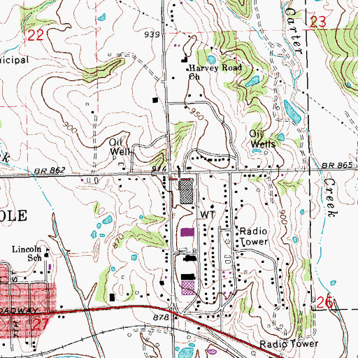 Topographic Map of Seminole Police Department, OK