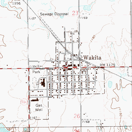 Topographic Map of Wakita Police Department, OK