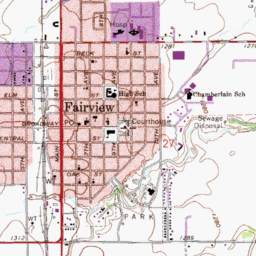 Topographic Map of Major County Sheriff's Office, OK