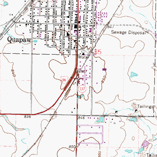 Topographic Map of Quapaw City Police Department, OK