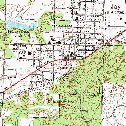 Topographic Map of Delaware County Sheriff's Office, OK