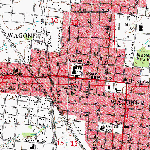 Topographic Map of Wagoner County Sheriff, OK