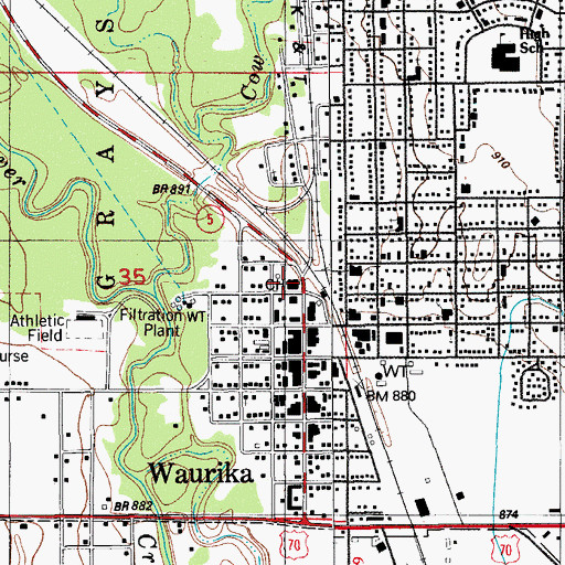 Topographic Map of Terral Sheriff's Office, OK