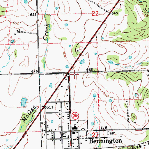 Topographic Map of Bennington City Police Department, OK