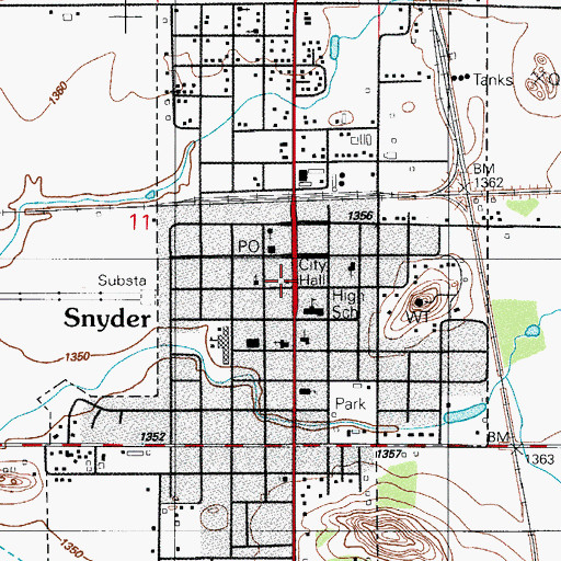 Topographic Map of Snyder Police Department, OK