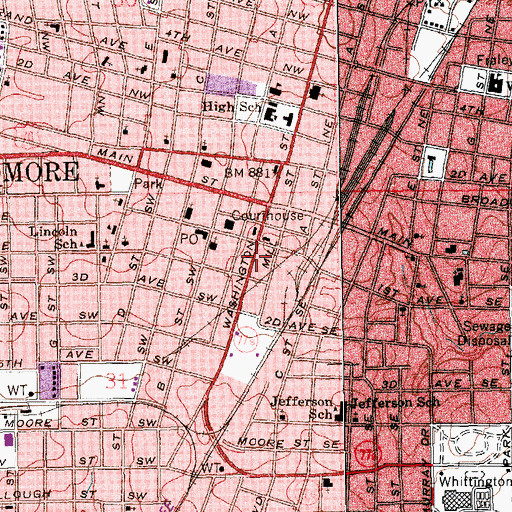 Topographic Map of Carter County Sheriff's Office, OK