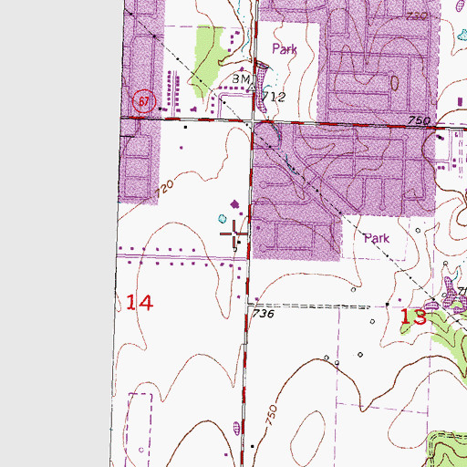 Topographic Map of Glenpool Police Department, OK