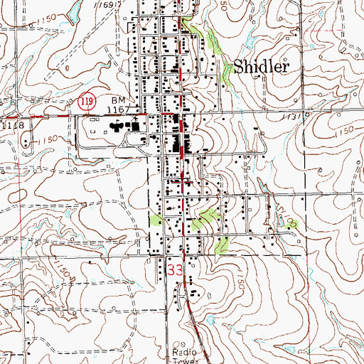 Topographic Map of Shidler Police Department, OK