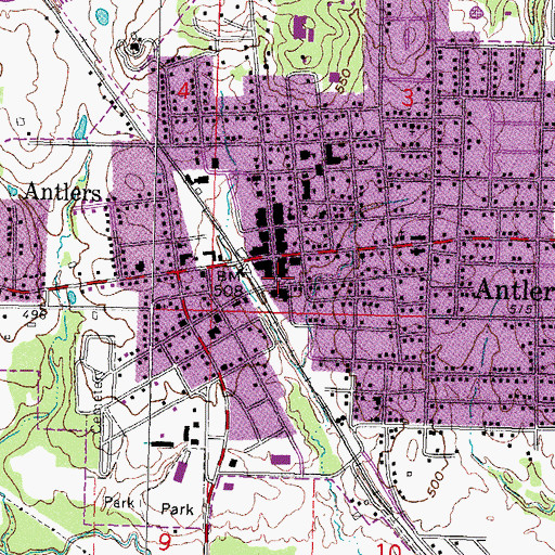 Topographic Map of Antlers Police Department, OK