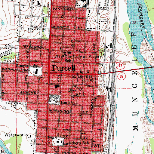 Topographic Map of McClain County Sheriff's Office, OK