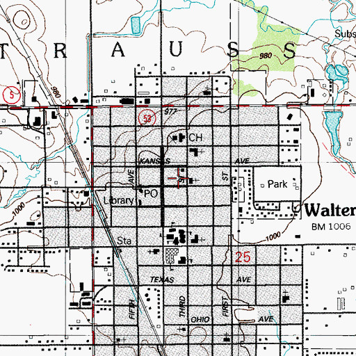 Topographic Map of Walters Police Station, OK