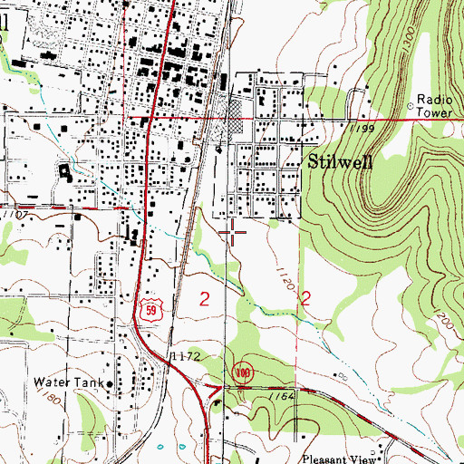 Topographic Map of Adair County Jail, OK