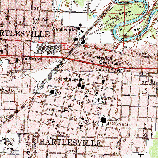 Topographic Map of Washington County Jail, OK