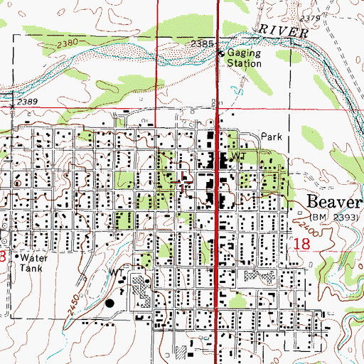 Topographic Map of Beaver County Jail, OK